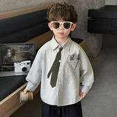 儿童衬衫 宝宝打底衫 2026新款 打底衫 痞帅男孩领带款 男童衬衣春秋款