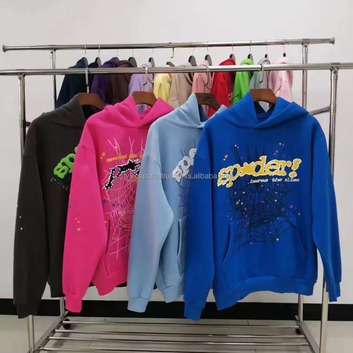 高街潮流发泡帽衫Sp5der情侣卫衣