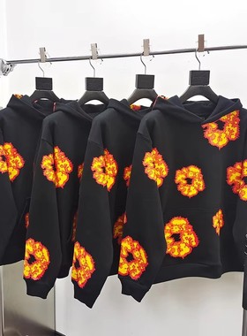 450G重磅DENIM TEARS木棉橙花卫衣连帽衫美式高街潮流情侣运动衫