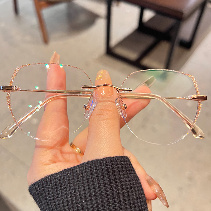 无框近视眼镜女韩版潮可配度数