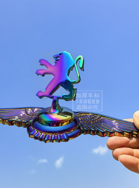 加厚标致车标立标3084082008小狮子标发动机盖装饰车贴站立标金色