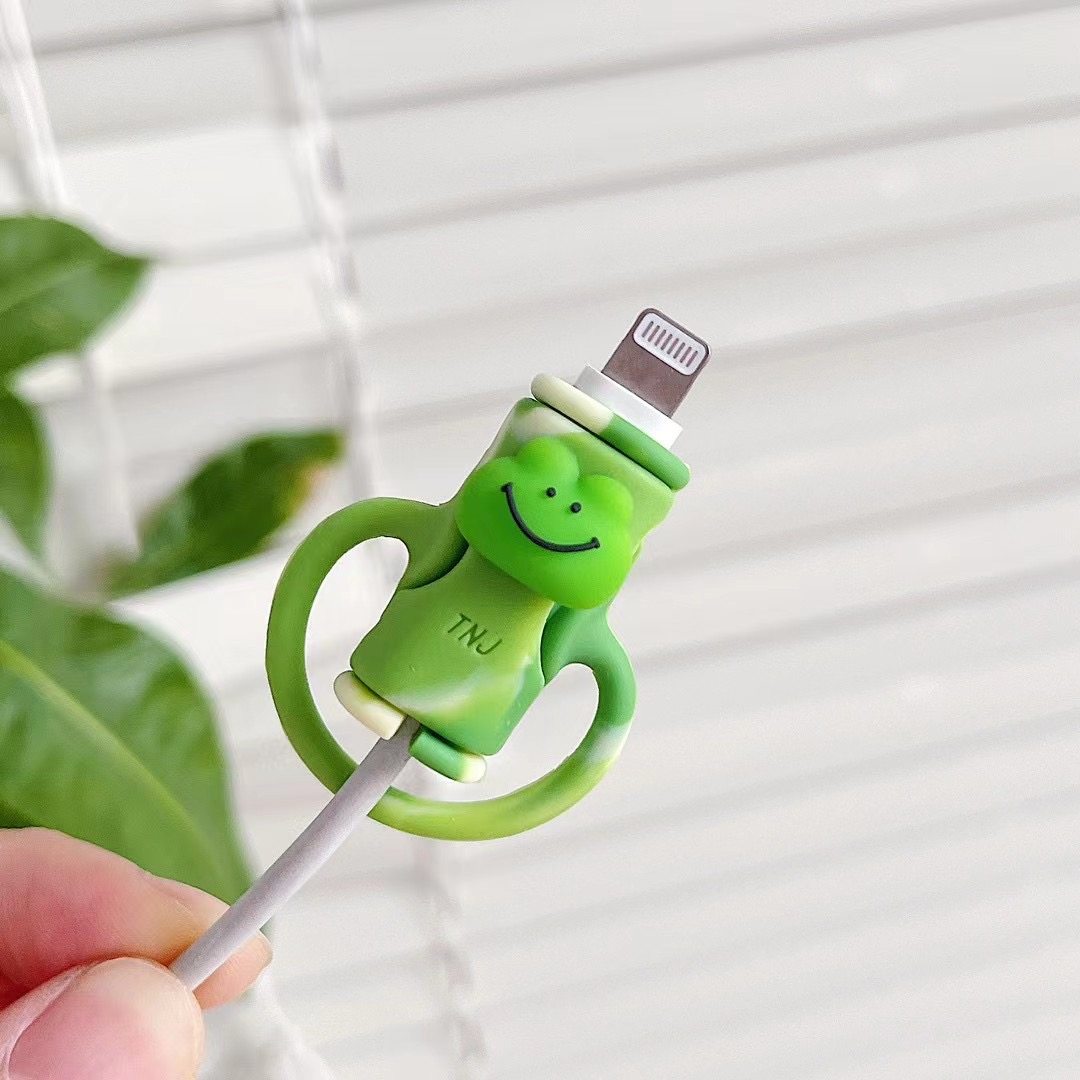 卡通可爱动物iphone苹果数据线保护套二合一收纳理线器整理防折断