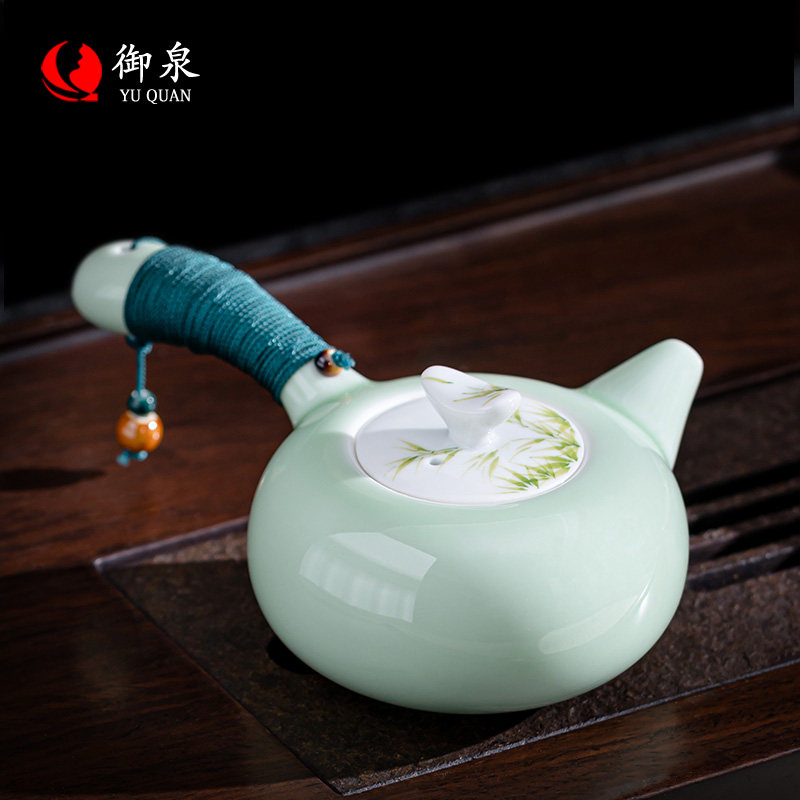 御泉陶瓷侧把茶壶单壶单个泡茶壶手绘功夫茶具家用防烫手2024新款,餐饮具,茶壶,淘宝优惠券,粉丝福利购,淘宝优惠卷