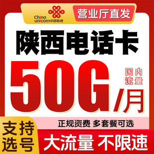 陕西西安铜川宝鸡咸阳渭南联通上网卡手机电话卡通用低月租套餐