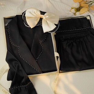 黑色高级感2025新款 薄款 轻奢送闺蜜礼盒 夏季 猫人冰丝睡衣女春秋款