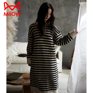 猫人半边绒睡裙女秋冬季加绒加厚保暖珊瑚绒孕妇大码家居服可外穿