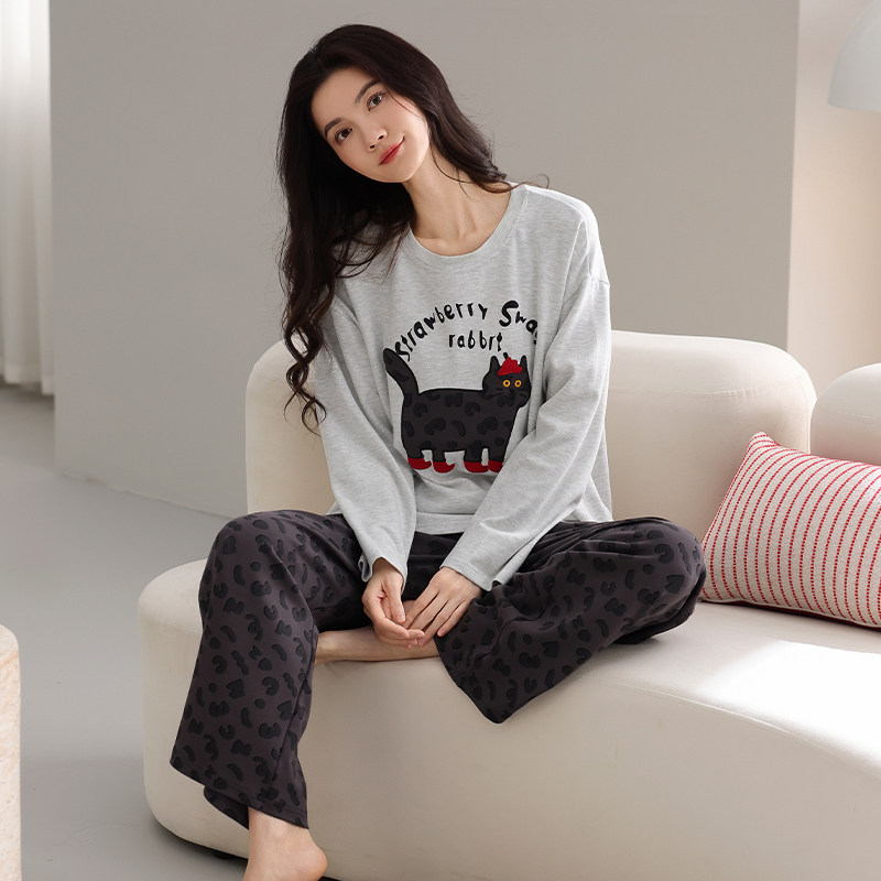 猫人带胸垫睡衣女春秋款纯棉长袖豹纹家居服2025款可外穿大码套装,女士内衣/男士内衣/家居服,睡衣/家居服套装,淘宝优惠券,粉丝福利购,淘宝优惠卷