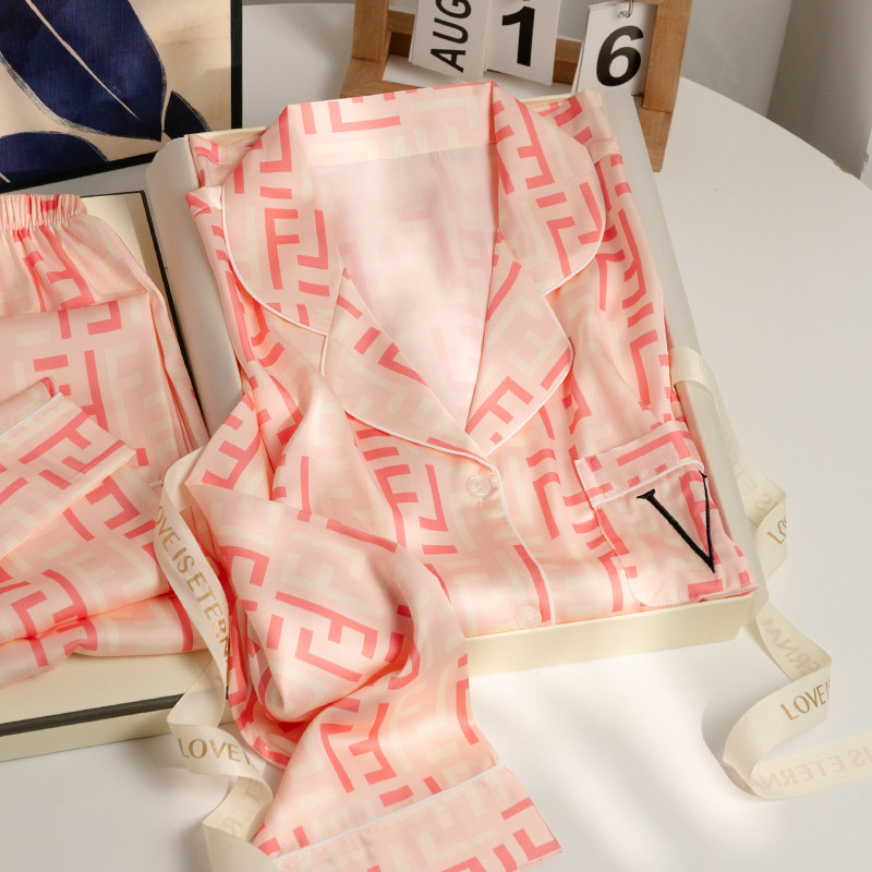 猫人真丝睡衣女春秋款带胸垫高级感冰丝长袖家居服送闺蜜女友礼盒