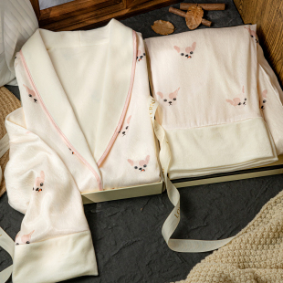 猫人加绒加厚冰丝睡衣女秋冬季 高级感保暖家居服送闺蜜礼盒 2025款