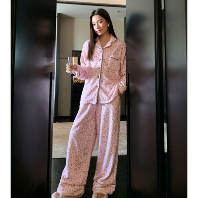 猫人高级感法兰绒豹纹睡衣