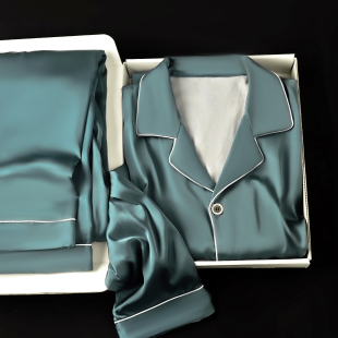 猫人加绒冬季男士睡衣长袖冰丝加厚保暖高级感宽松家居服套装礼盒