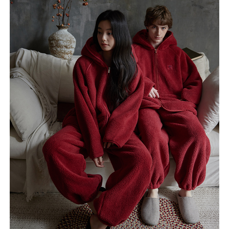 猫人情侣睡衣女秋冬季珊瑚绒加厚