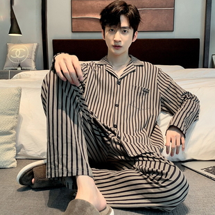 2026新款 猫人男士 条纹长袖 纯棉薄款 全棉亲肤宽松家居服 睡衣春秋款