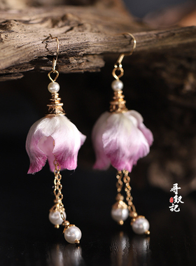 非遗手工绒花紫色鸢尾耳环