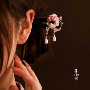 夏季新款黑檀木刀马旦发簪盘发簪子汉服古风马面裙发饰日常旗袍配