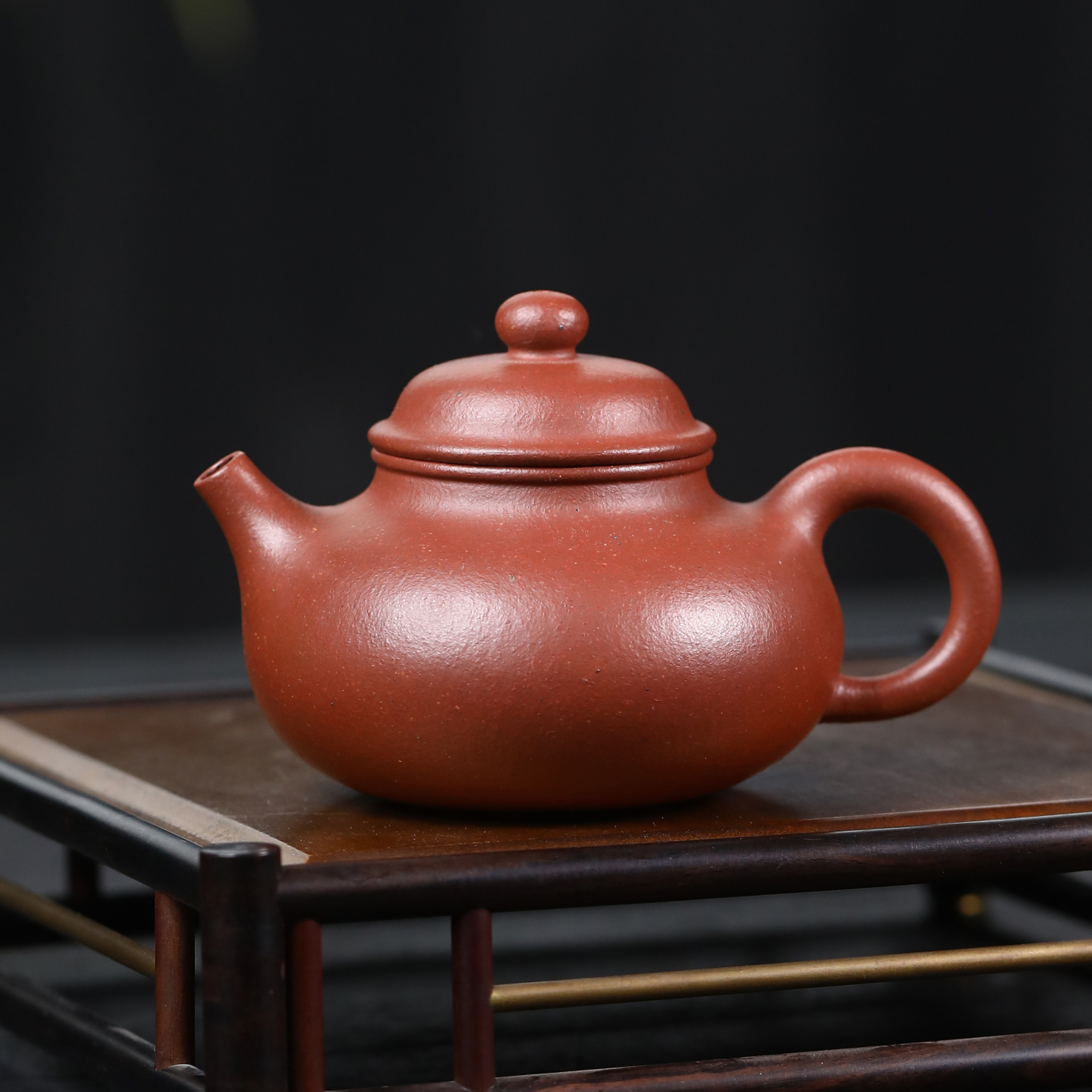 全手工 气窑 40目红降坡 容天壶 150cc