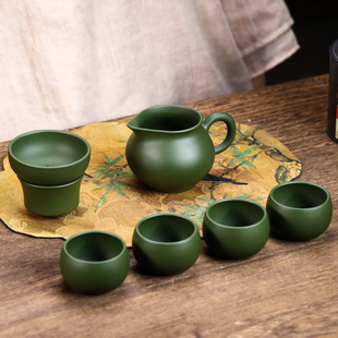 宜兴紫砂公道杯纯手工绿泥分茶器家用功夫茶具茶海滤茶品茗杯套装
