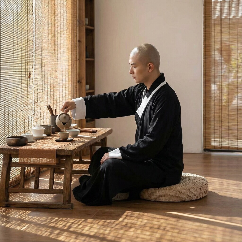 僧人高端禅修服大褂和尚衣师父僧侣长褂冰丝抗皱垂坠僧衣普莲花