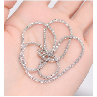 波光粼粼925银项链女夏纯银锁骨链颈戴高级菜花链素链长粗款爆闪