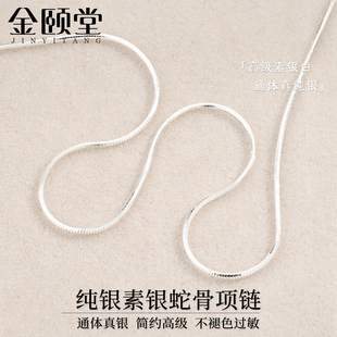 纯银蛇骨链项链女S925素银项链锁骨链不掉色男小众轻奢铂金色链子