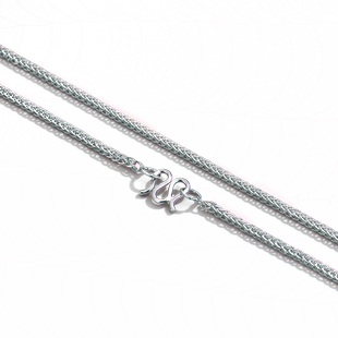 s999纯银项链肖邦链女锁骨链男士毛衣链足银W扣M扣素链正品银链子