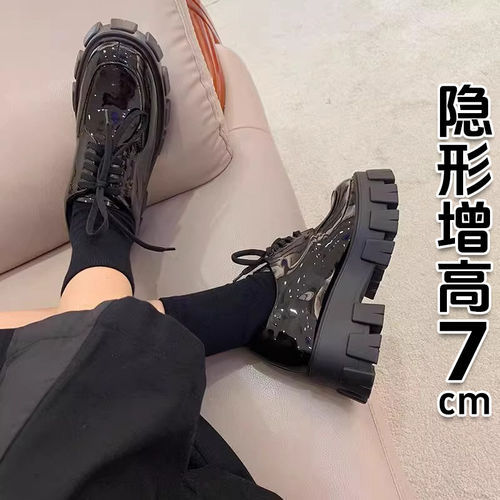 香港jk英伦风小皮鞋女2026春秋厚底松糕鞋单鞋百搭7CM增高乐福鞋