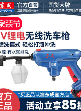 东成20V充电式洗车枪手持锂电清洗机无线高压便携清洁机DCQW3/2S