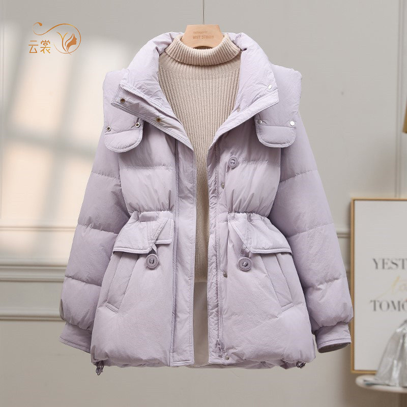 收腰羽绒服女中长款2025年新款韩版冬季加厚白鸭绒小个子修身外套