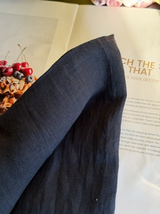 深蓝21支亚麻深蓝色宽度1.4米半米价格款 面料 服装