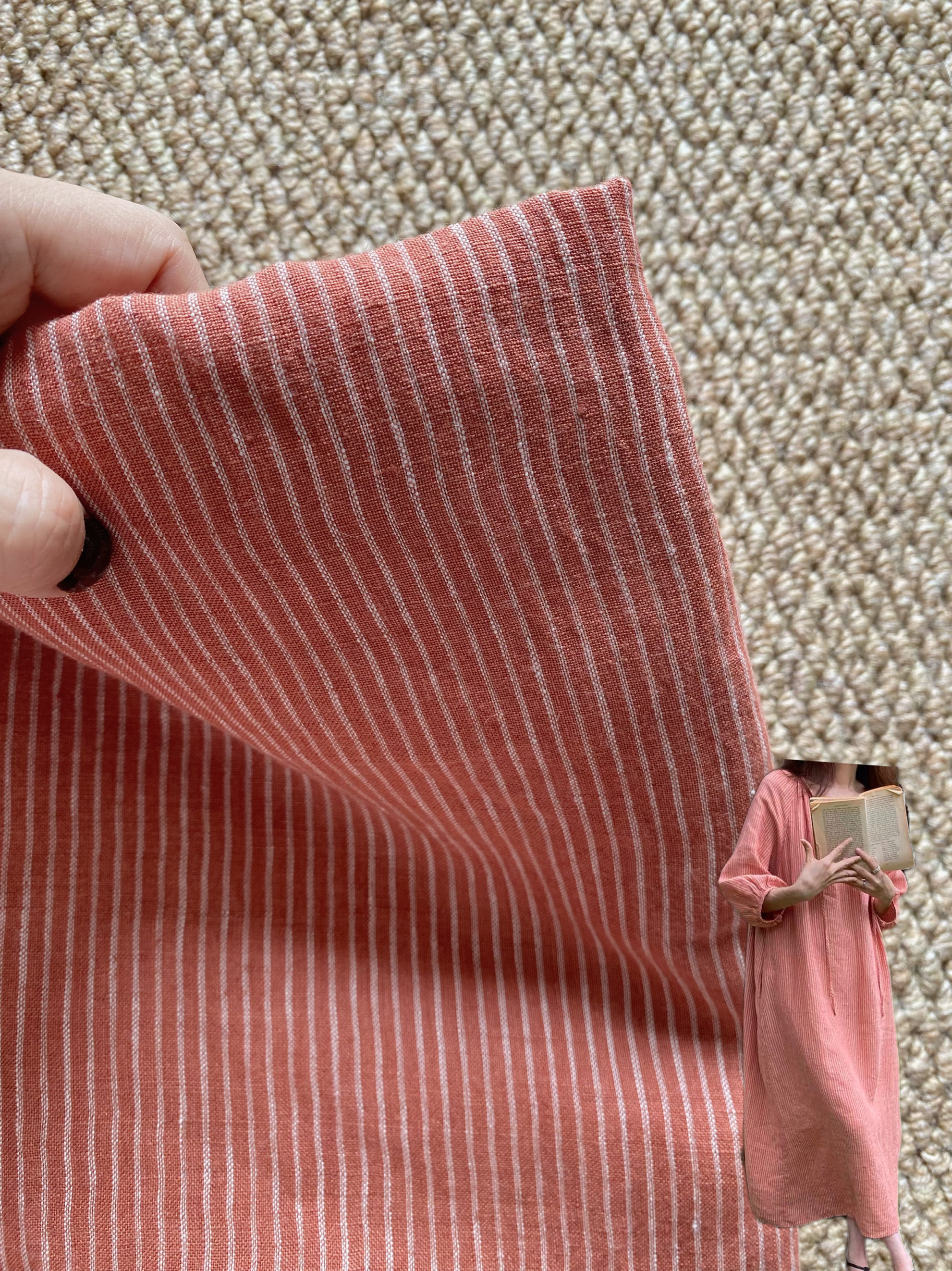 橘红色条纹亚麻连衣裙服装面料半米价格,纺织面料/辅料/配套,面料/布类,淘宝优惠券,粉丝福利购,淘宝优惠卷