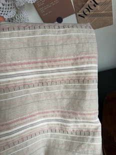 横条纹重工提花亚麻棉17支厚度宽度1.4米半米价格服装 面料