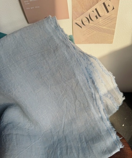 法国进口灰蓝变色龙亚麻14支连衣裙服装 面料半米价格宽度1.4米