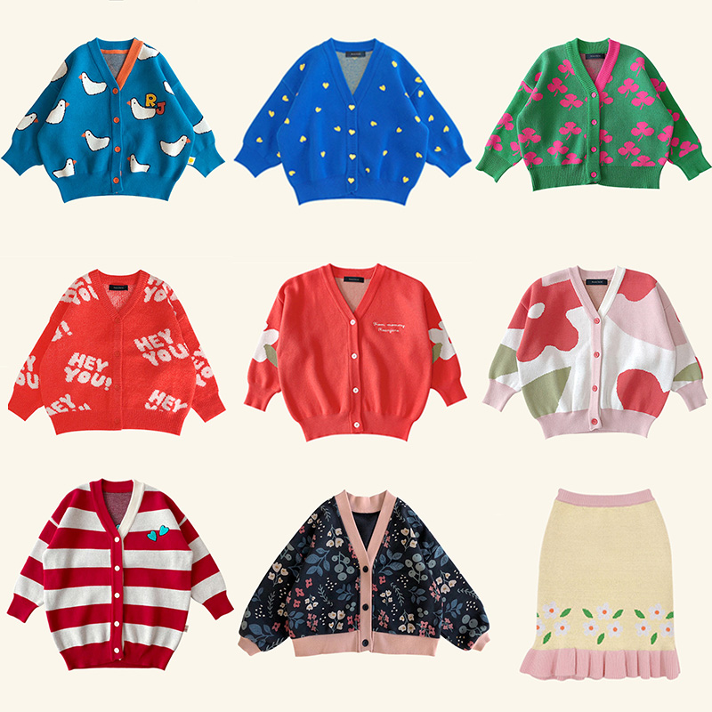 现货发发家秋冬款儿童开衫针织衫