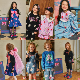 6折现货 BEBEBEBE 儿童男女童爱心运动衫蝴蝶结连衣裙裤子