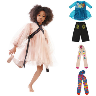 3折英国Raspberry Plum 儿童女童薄纱蝴蝶结连衣裙裤子连裤袜