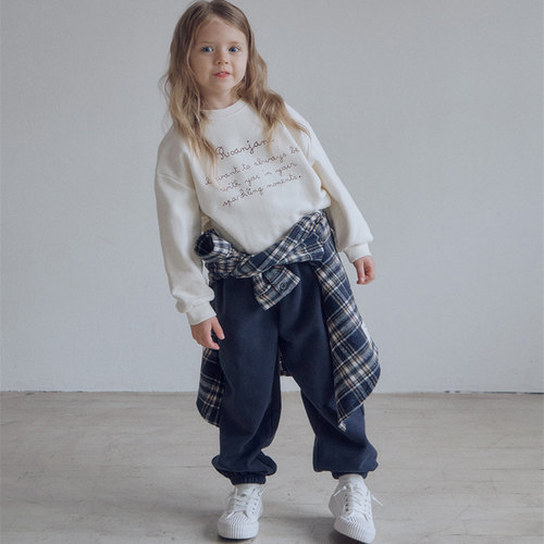 现货 RoanJane 25秋款 儿童女童纯棉奶油卫衣运动衫