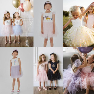 6折现货 美国Petite Hailey 儿童女童雏菊星星tutu纱纱公主连衣裙