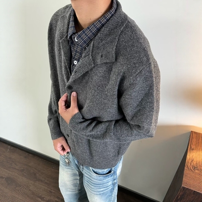 美式复古半高领羊毛毛衣男款秋季