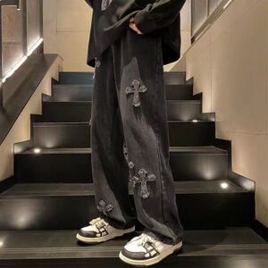 十字架牛仔裤美式高街男款
