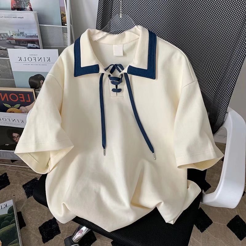 美式国潮polo衫短袖T恤男夏ins潮牌潮流学院风设计感小众半袖衣服