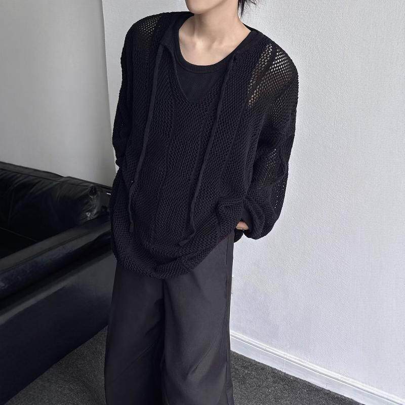 cleanfit镂空针织衫男秋季美式潮牌防晒罩衫高级感慵懒风长袖T恤