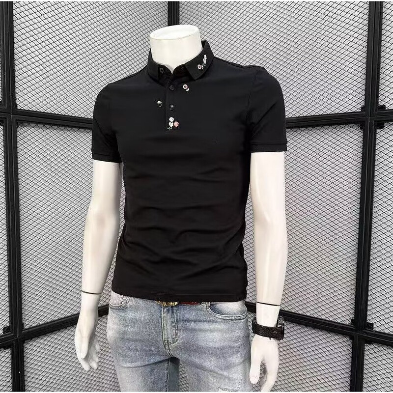 绣花POLO衫男短袖t恤夏季