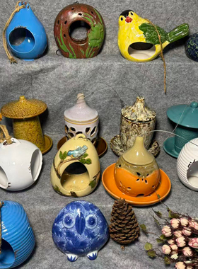 陶瓷装饰摆件鸟窝家居挂饰