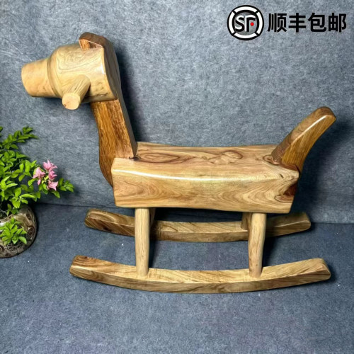原木成人可坐实木装饰摆件木马