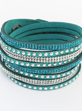 速卖通爆款长款皮质烫钻手链