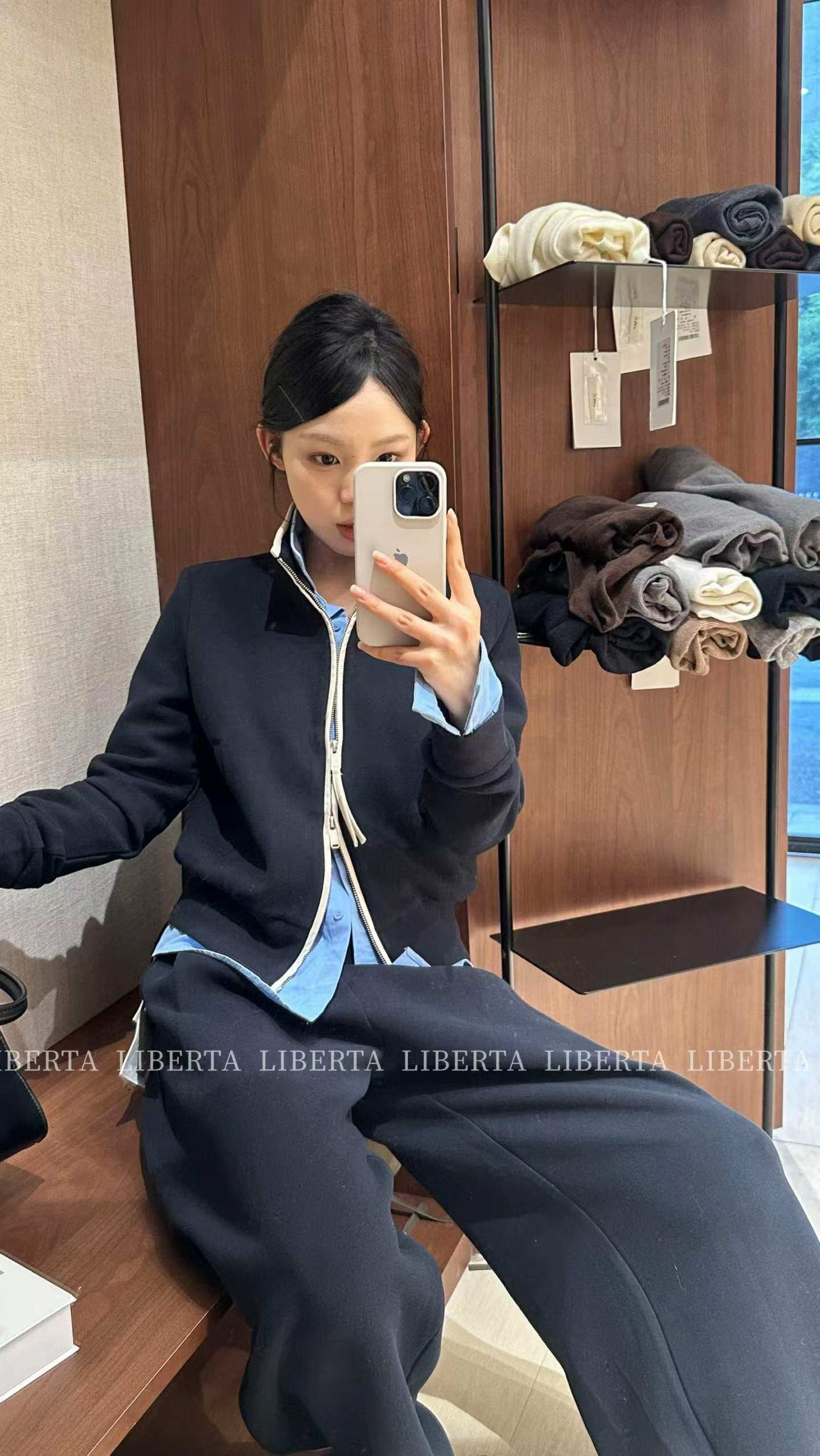 韩系新款时尚高品质立领拼色拉链卫衣外套休闲裤显瘦百搭套装女