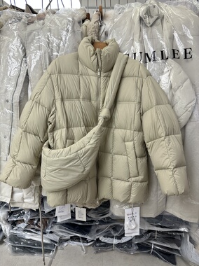 SY韩系新款时尚立领小众高品质一手长保暖羽绒服外套带包包面包服