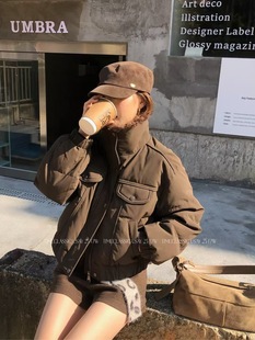 小个子保暖外套潮 设计感高品质拼接毛领羽绒服短款 SY韩系新款 时尚