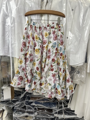 SY韩系新款时尚高品质松紧腰碎花纯色不规则荷叶边半身裙女中长