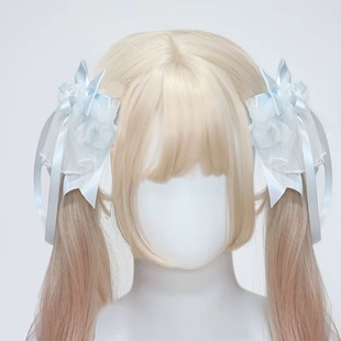 nah手作Lolita少女芭蕾风飘带蝴蝶结发夹甜美网纱丝带发饰